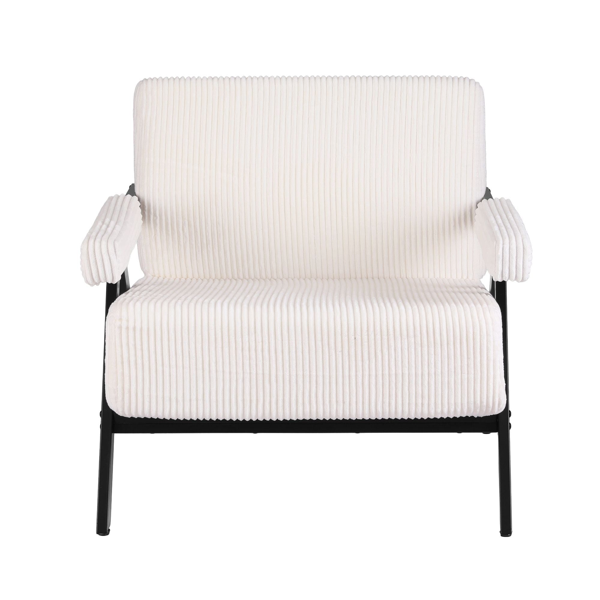 Compressed Armchair White Corduroy Accent Chair for Small Space - Furniture > Bar Stools & Chairs > Arm Chairs & Recliners - Rivercity House & Home Co. (ABN 18 642 972 209) - Affordable Modern Furniture Australia
