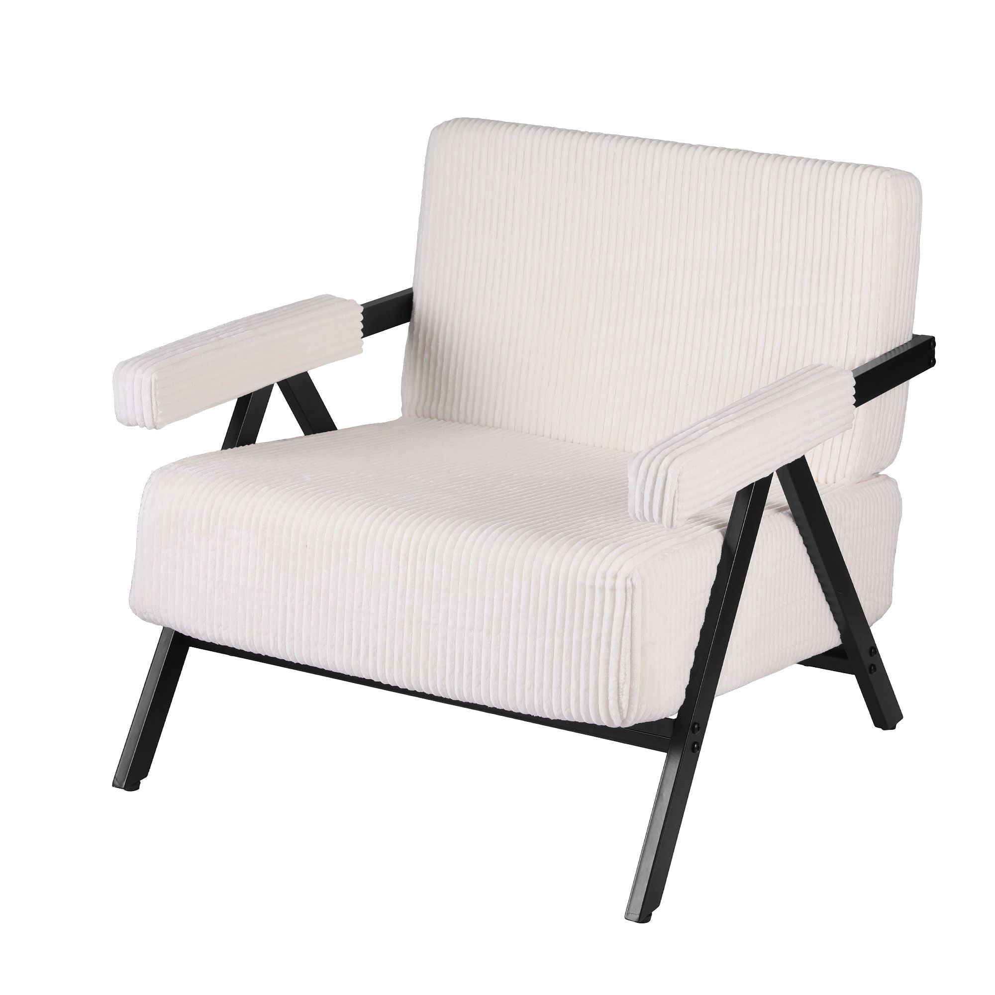 Compressed Armchair White Corduroy Accent Chair for Small Space - Furniture > Bar Stools & Chairs > Arm Chairs & Recliners - Rivercity House & Home Co. (ABN 18 642 972 209) - Affordable Modern Furniture Australia