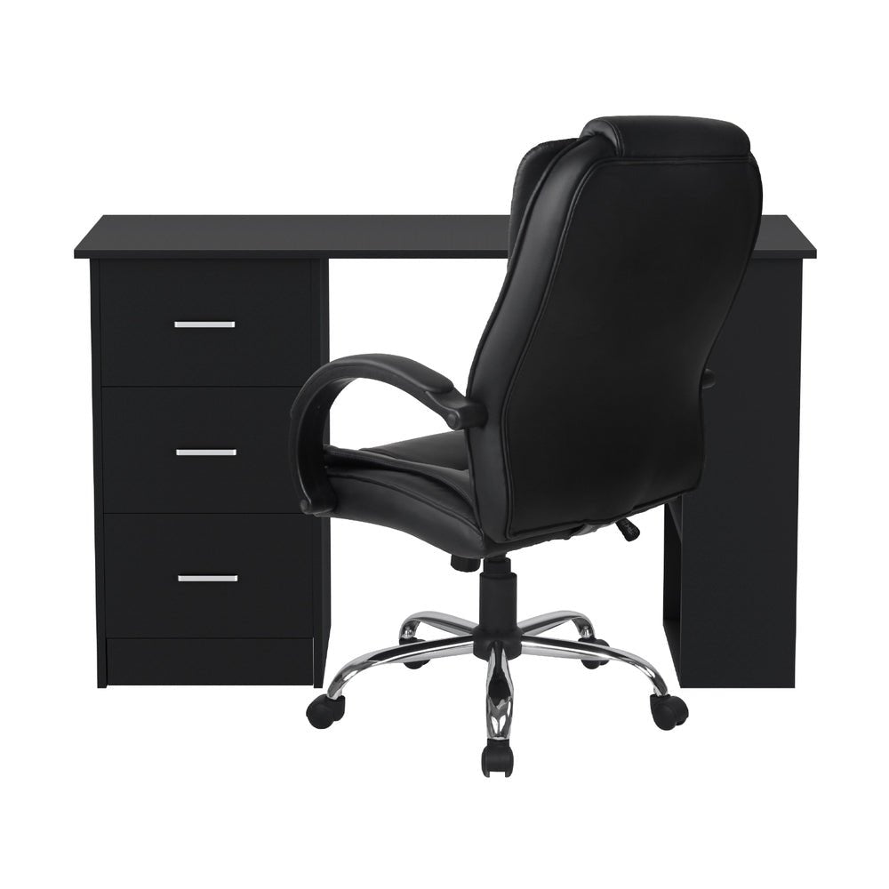 Computer Desk 120cm Executive Office Chair Set PU Leather High Back Black - Furniture > Office > Desks - Rivercity House & Home Co. (ABN 18 642 972 209) - Affordable Modern Furniture Australia