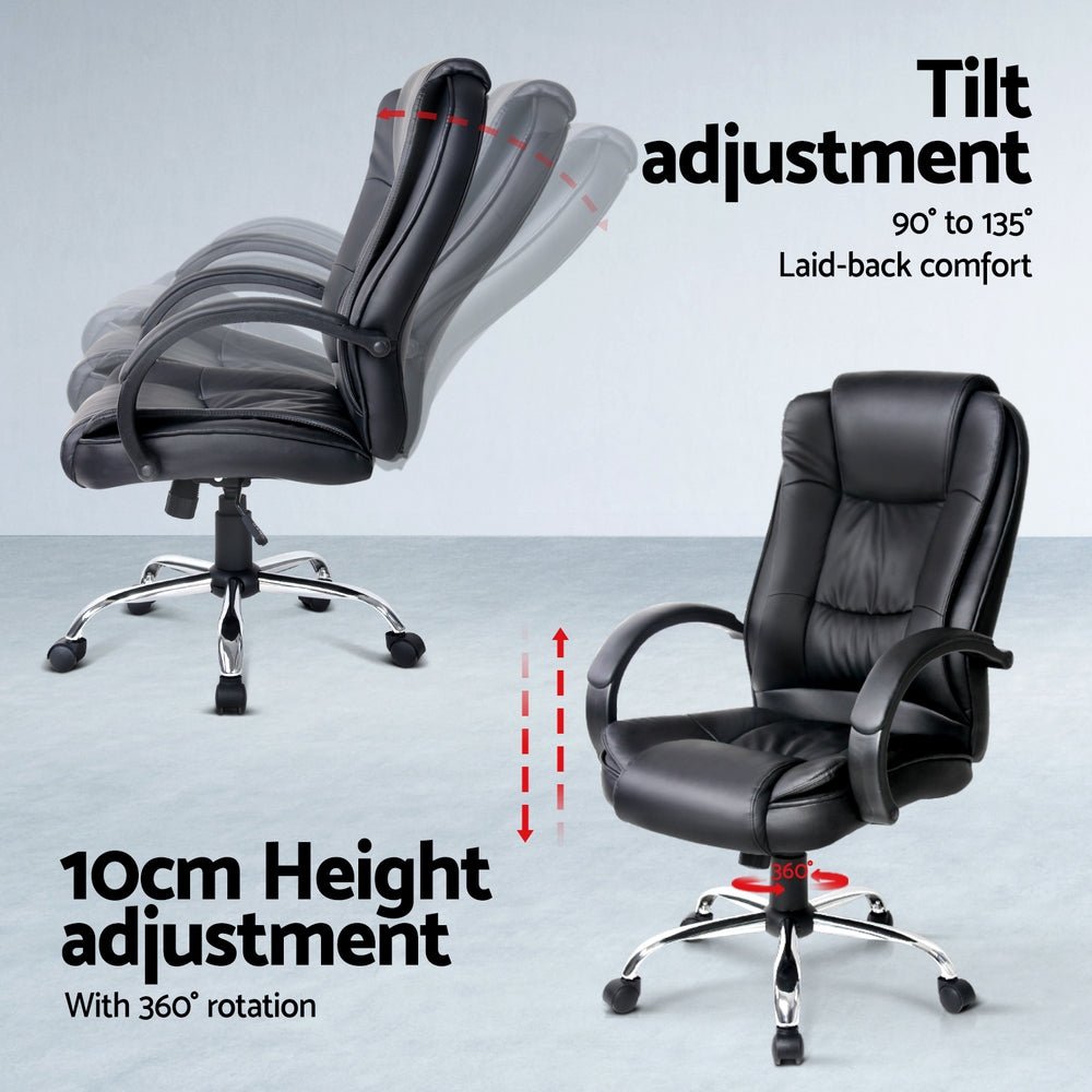 Computer Desk 120cm Executive Office Chair Set PU Leather High Back Black - Furniture > Office > Desks - Rivercity House & Home Co. (ABN 18 642 972 209) - Affordable Modern Furniture Australia
