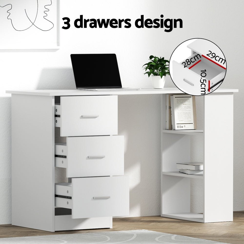 Computer Desk 120cm Executive Office Chair Set PU Leather High Back White - Furniture > Office > Desks - Rivercity House & Home Co. (ABN 18 642 972 209) - Affordable Modern Furniture Australia