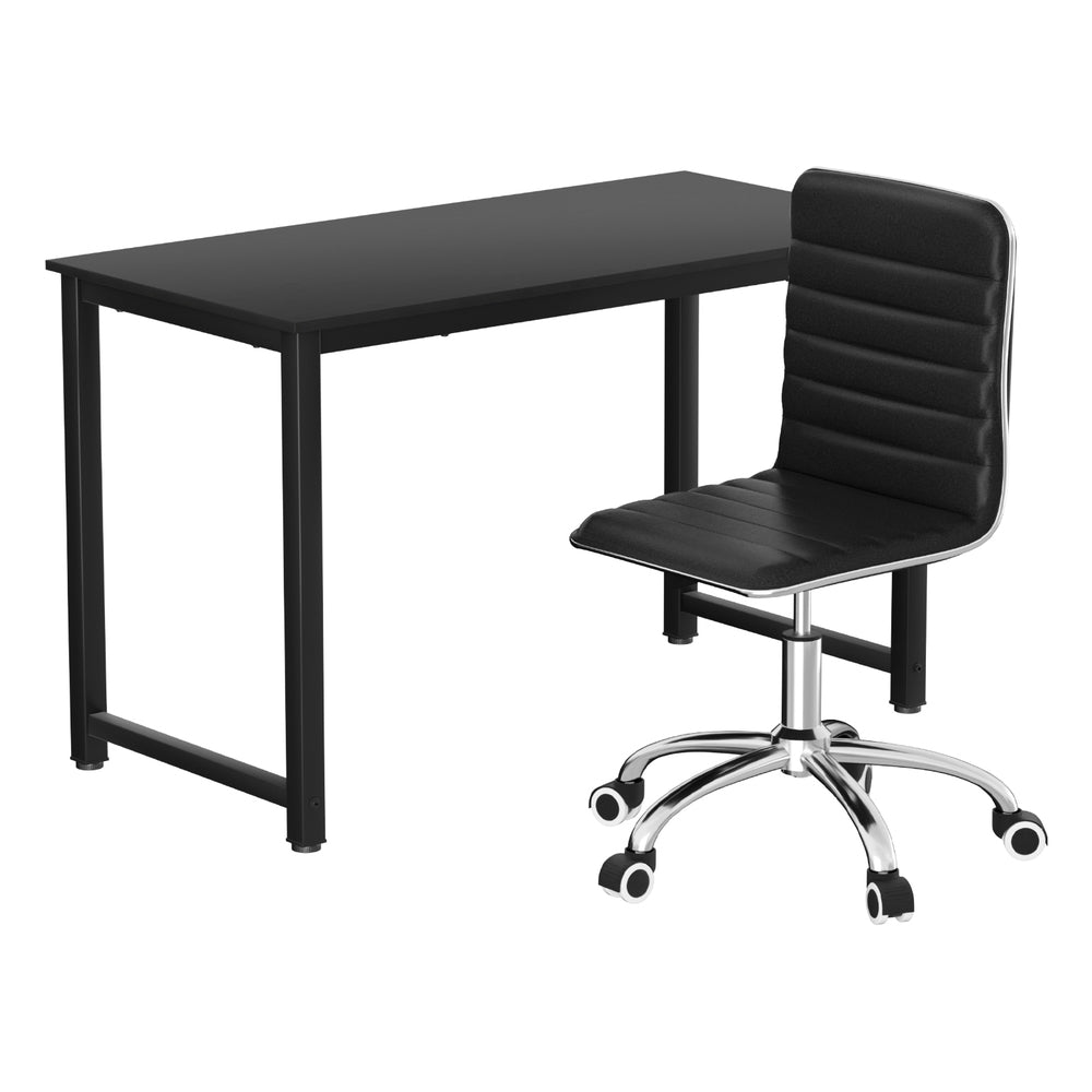 Computer Desk 120cm Executive Office Chairs Set PU Leather Low Back Black - Furniture > Office > Office & Desk Chairs - Rivercity House & Home Co. (ABN 18 642 972 209) - Affordable Modern Furniture Australia