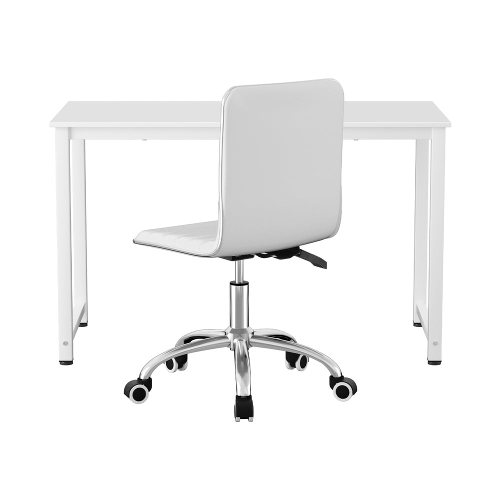 Computer Desk 120cm Executive Office Chairs Set PU Leather Low Back White - Furniture > Office > Office & Desk Chairs - Rivercity House & Home Co. (ABN 18 642 972 209) - Affordable Modern Furniture Australia