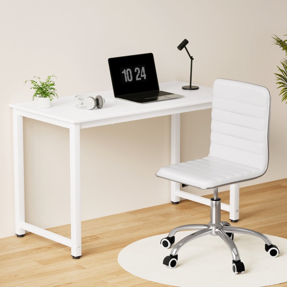 Computer Desk 120cm Executive Office Chairs Set PU Leather Low Back White - Furniture > Office > Office & Desk Chairs - Rivercity House & Home Co. (ABN 18 642 972 209) - Affordable Modern Furniture Australia