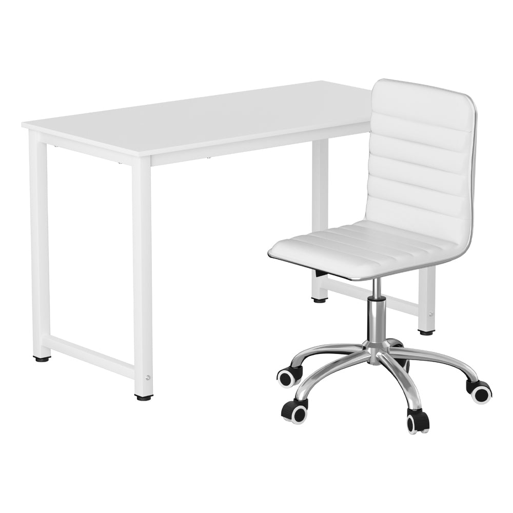 Computer Desk 120cm Executive Office Chairs Set PU Leather Low Back White - Furniture > Office > Office & Desk Chairs - Rivercity House & Home Co. (ABN 18 642 972 209) - Affordable Modern Furniture Australia