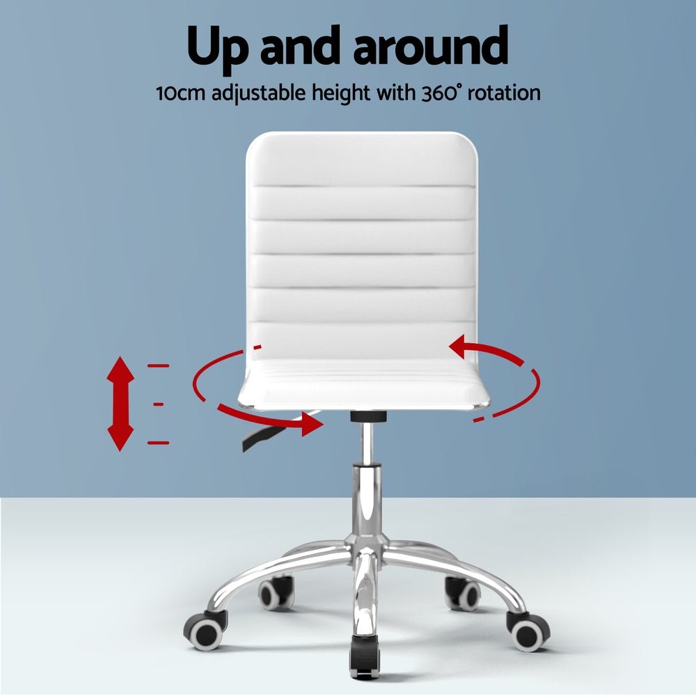 Computer Desk 120cm Executive Office Chairs Set PU Leather Low Back White - Furniture > Office > Office & Desk Chairs - Rivercity House & Home Co. (ABN 18 642 972 209) - Affordable Modern Furniture Australia