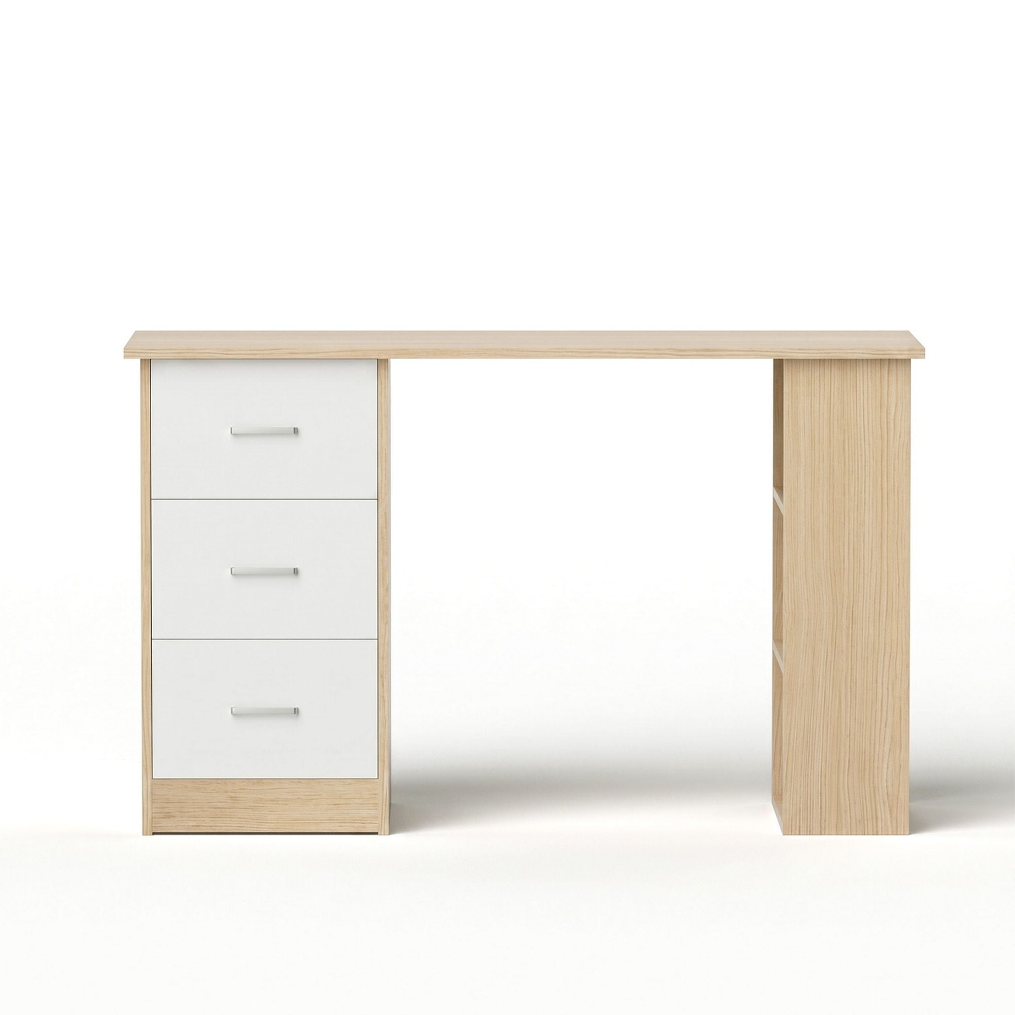 Computer Desk 120cm with Drawer and Shelf Storage - Oak White - Furniture > Office > Desks - Rivercity House & Home Co. (ABN 18 642 972 209) - Affordable Modern Furniture Australia