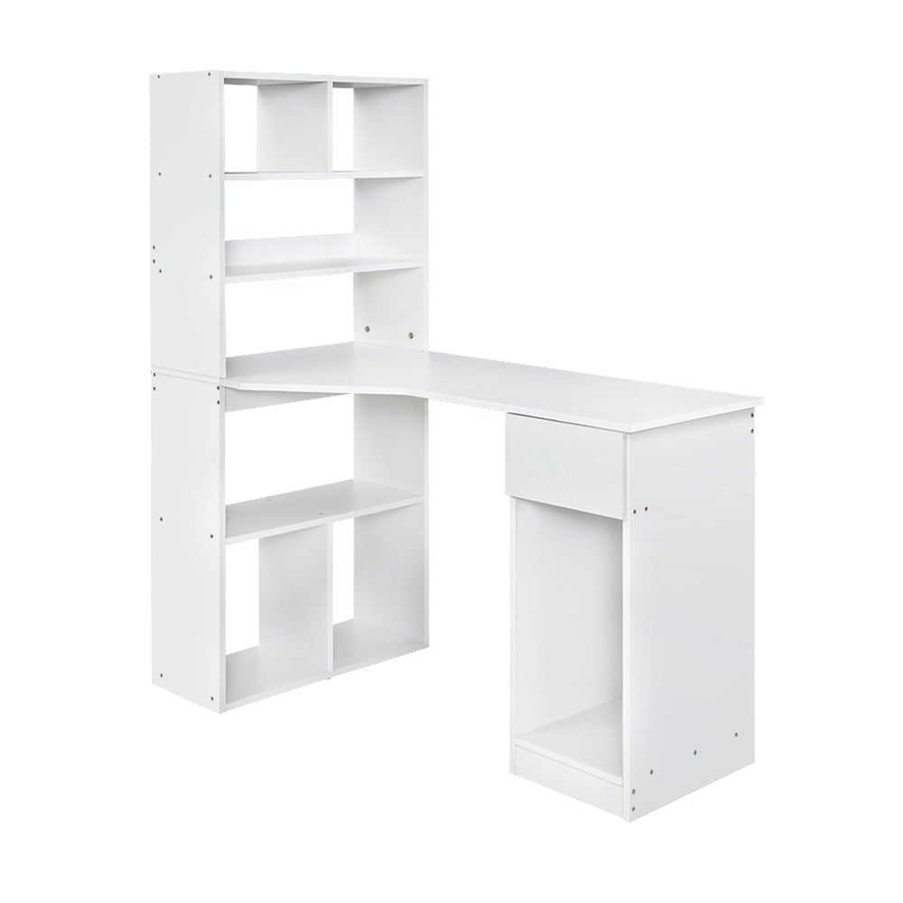 Computer Desk Bookshelf Drawer Cabinet White 120CM - Furniture > Office > Desks - Rivercity House & Home Co. (ABN 18 642 972 209) - Affordable Modern Furniture Australia