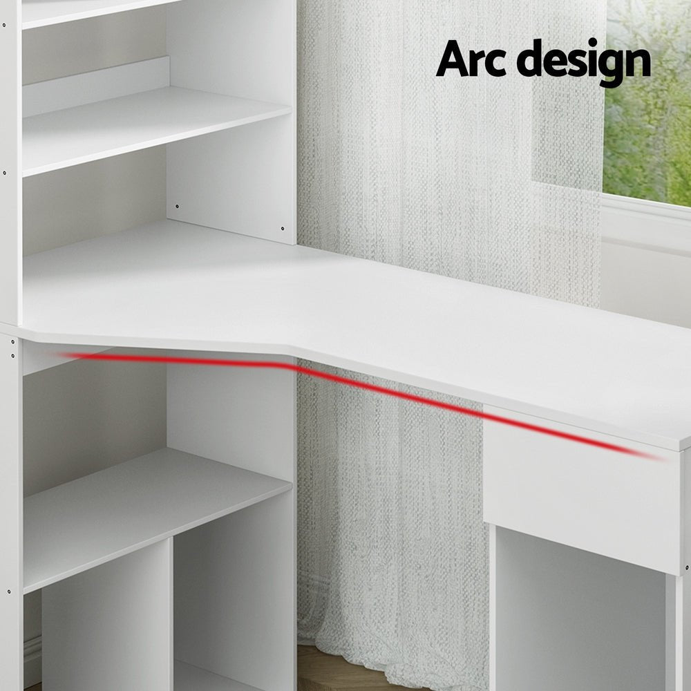 Computer Desk Bookshelf Drawer Cabinet White 120CM - Furniture > Office > Desks - Rivercity House & Home Co. (ABN 18 642 972 209) - Affordable Modern Furniture Australia