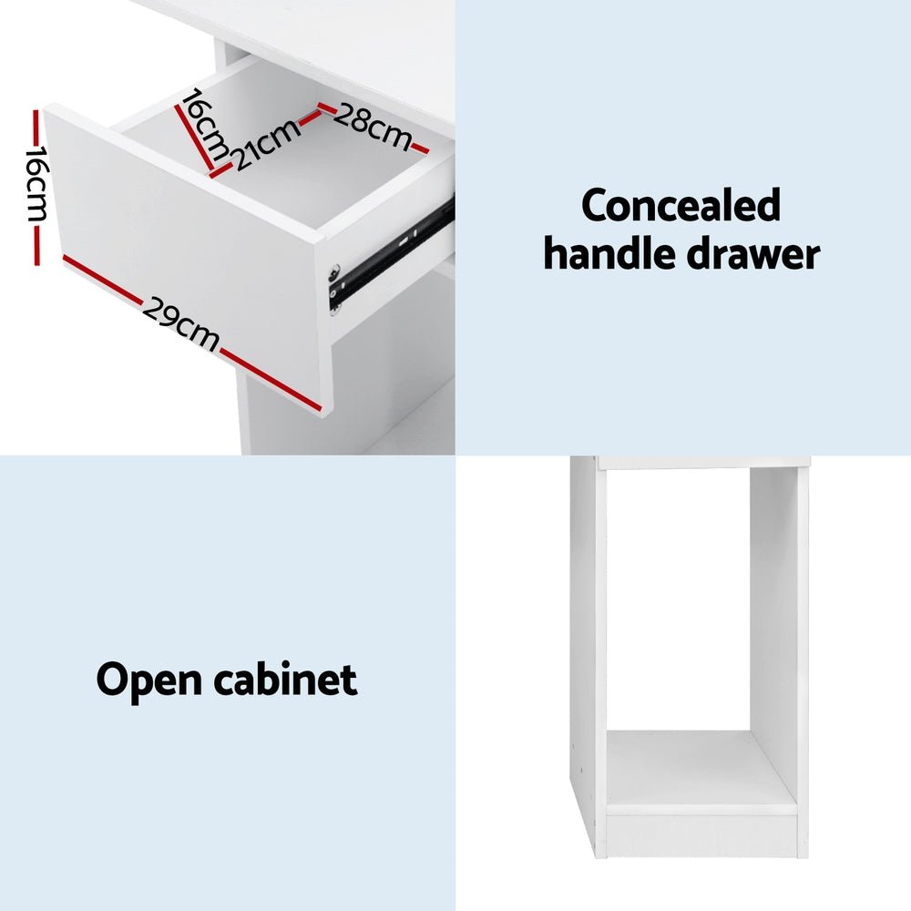 Computer Desk Bookshelf Drawer Cabinet White 120CM - Furniture > Office > Desks - Rivercity House & Home Co. (ABN 18 642 972 209) - Affordable Modern Furniture Australia