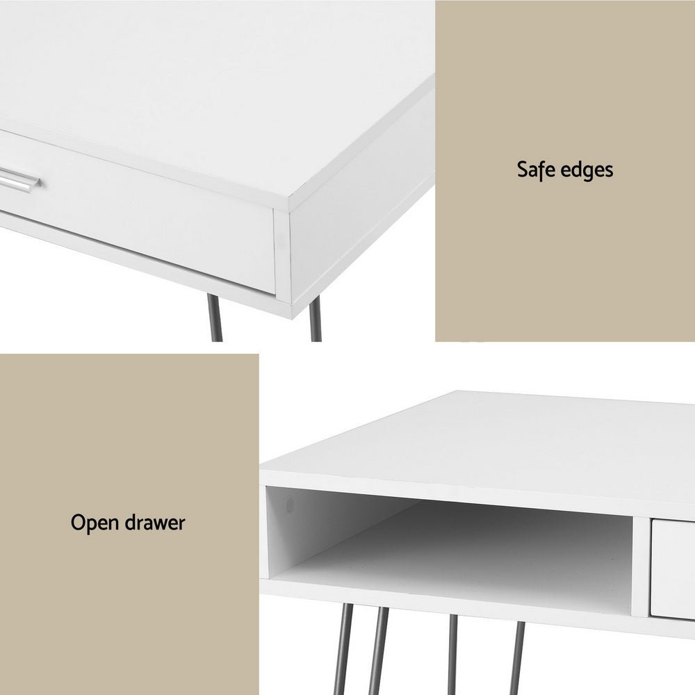 Computer Desk Drawer Cabinet Home Office Desks Workstation 100cm White - Furniture > Office > Desks - Rivercity House & Home Co. (ABN 18 642 972 209) - Affordable Modern Furniture Australia