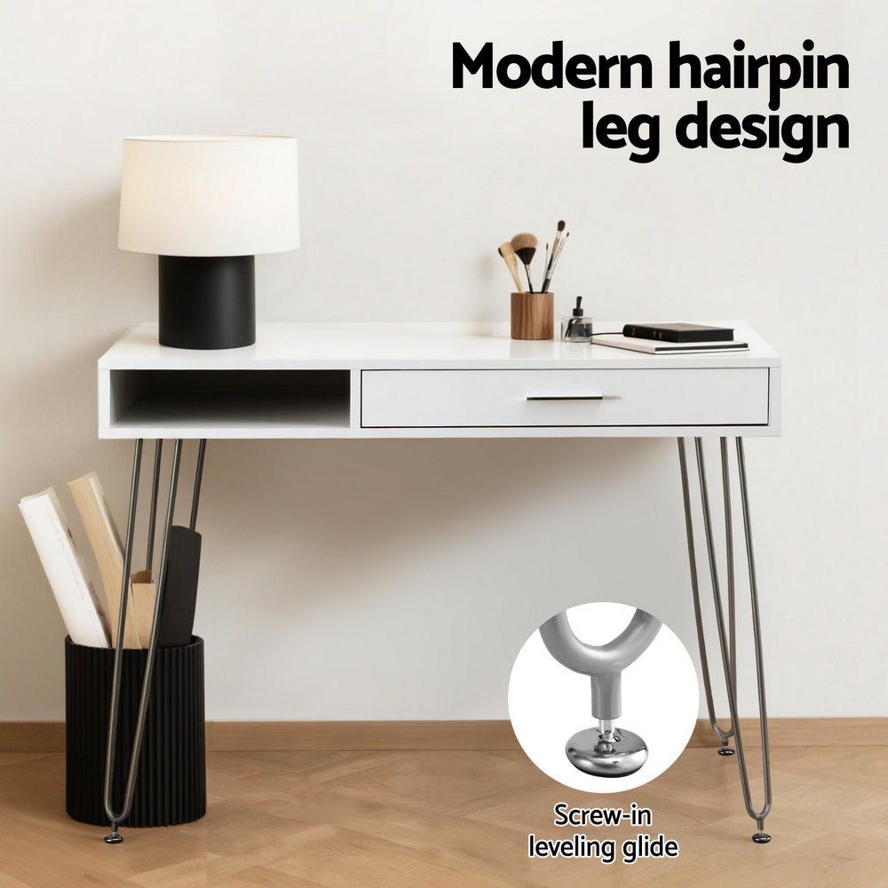 Computer Desk Drawer Cabinet Home Office Desks Workstation 100cm White - Furniture > Office > Desks - Rivercity House & Home Co. (ABN 18 642 972 209) - Affordable Modern Furniture Australia