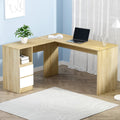 L-Shape Computer Desk with Drawer Cabinet 136CM - Oak