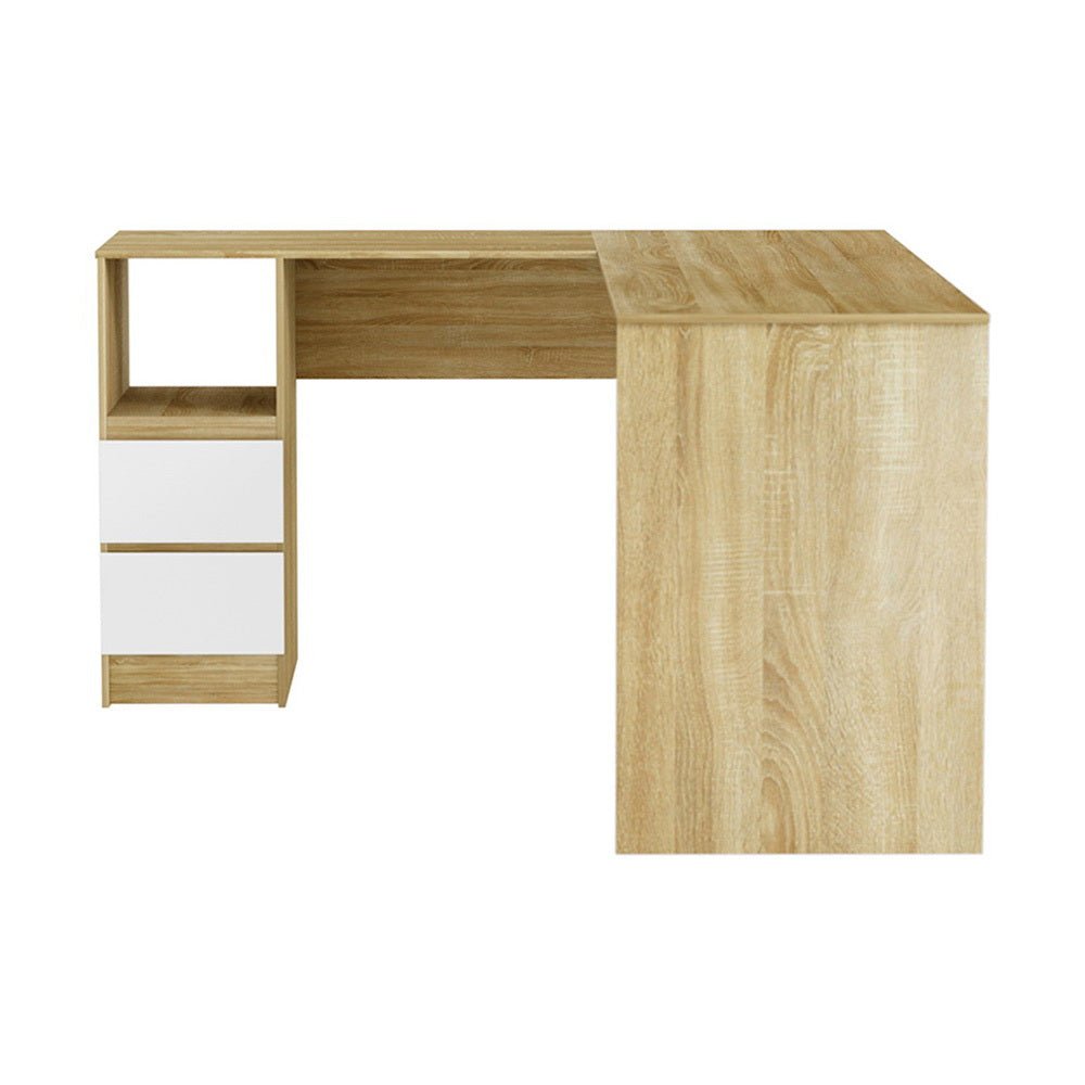 Computer Desk Drawer Cabinet L - Shape Oak 136CM - Furniture > Office > Desks - Rivercity House & Home Co. (ABN 18 642 972 209) - Affordable Modern Furniture Australia