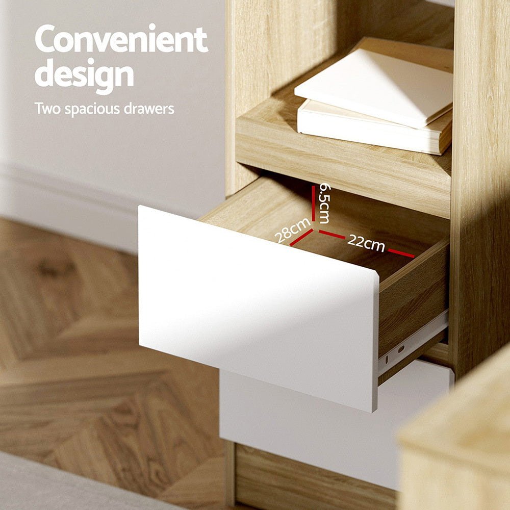 Computer Desk Drawer Cabinet L - Shape Oak 136CM - Furniture > Office > Desks - Rivercity House & Home Co. (ABN 18 642 972 209) - Affordable Modern Furniture Australia