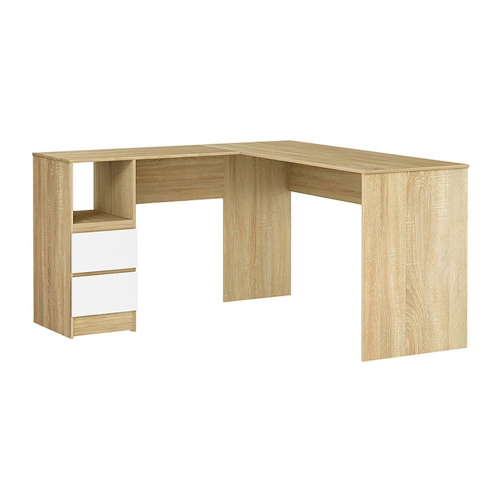 Computer Desk Drawer Cabinet L - Shape Oak 136CM - Furniture > Office > Desks - Rivercity House & Home Co. (ABN 18 642 972 209) - Affordable Modern Furniture Australia