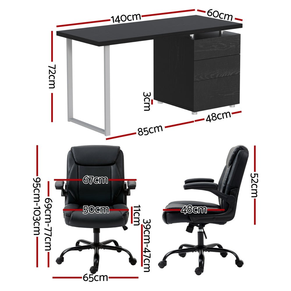 Computer Desk Executive Office Chairs Sets Black - Furniture > Office > Office & Desk Chairs - Rivercity House & Home Co. (ABN 18 642 972 209) - Affordable Modern Furniture Australia