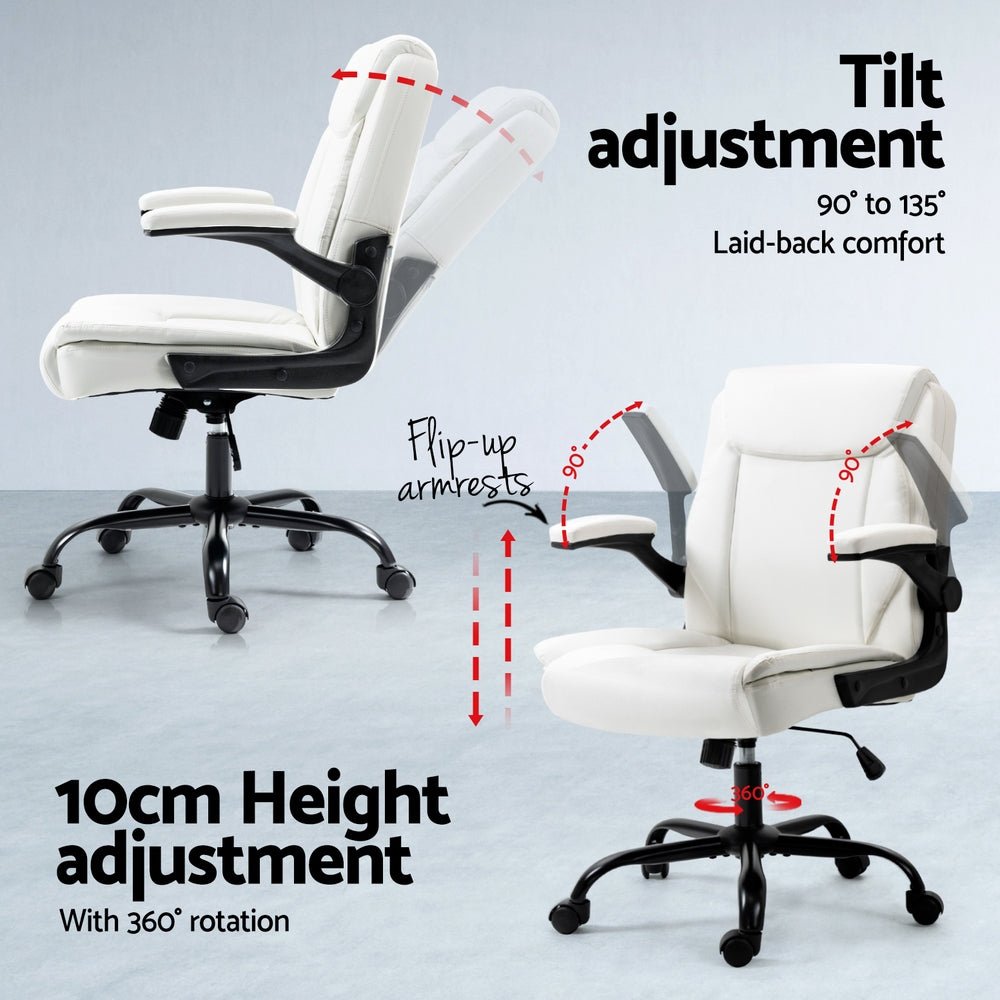 Computer Desk Executive Office Chairs Sets White - Furniture > Office > Office & Desk Chairs - Rivercity House & Home Co. (ABN 18 642 972 209) - Affordable Modern Furniture Australia