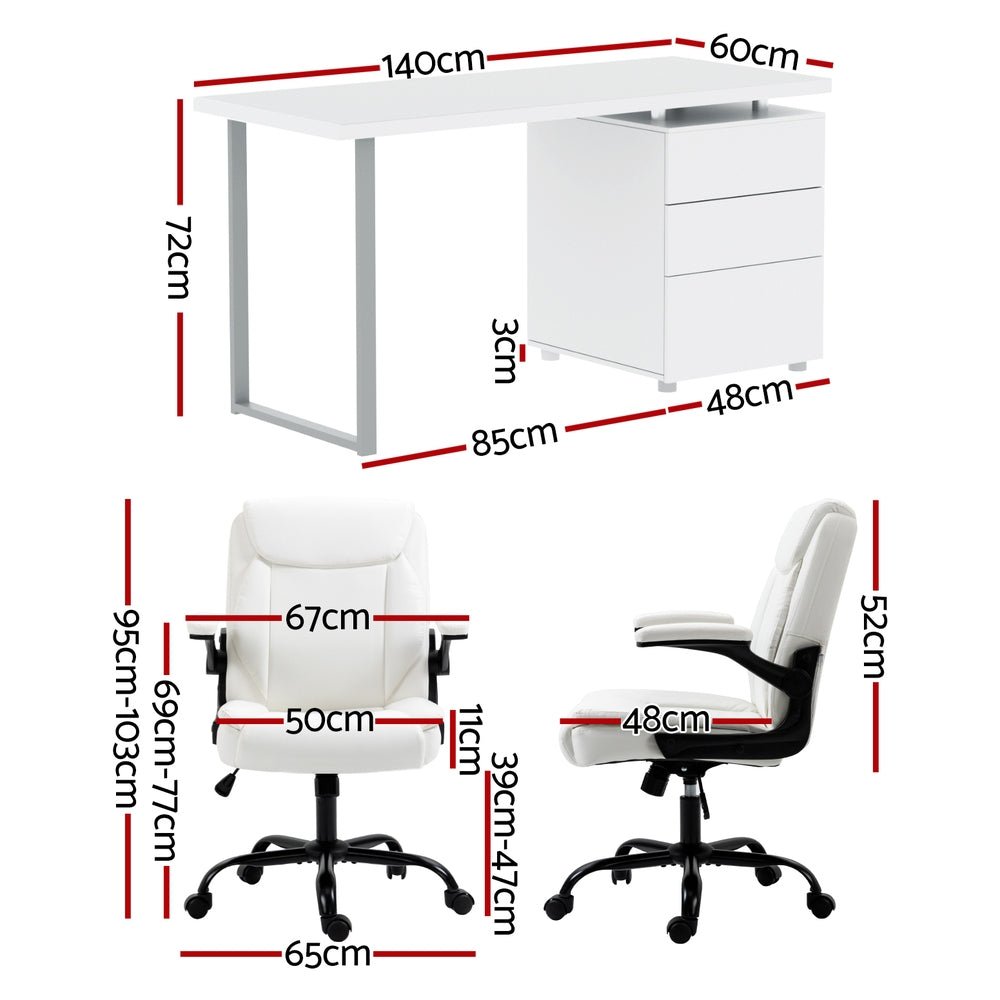 Computer Desk Executive Office Chairs Sets White - Furniture > Office > Office & Desk Chairs - Rivercity House & Home Co. (ABN 18 642 972 209) - Affordable Modern Furniture Australia