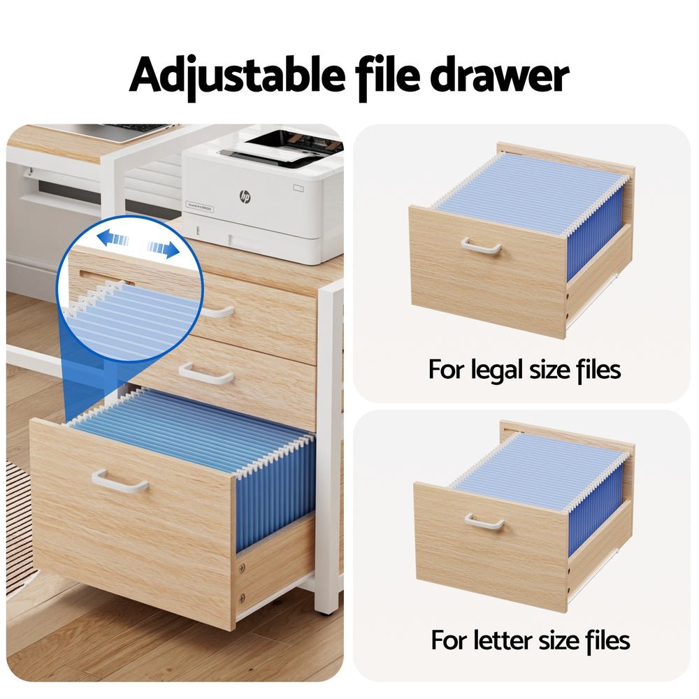 Computer Desk Home Office Study Table Desks w/Drawers Open Shelf Oak 160CM - Furniture > Office > Desks - Rivercity House & Home Co. (ABN 18 642 972 209) - Affordable Modern Furniture Australia