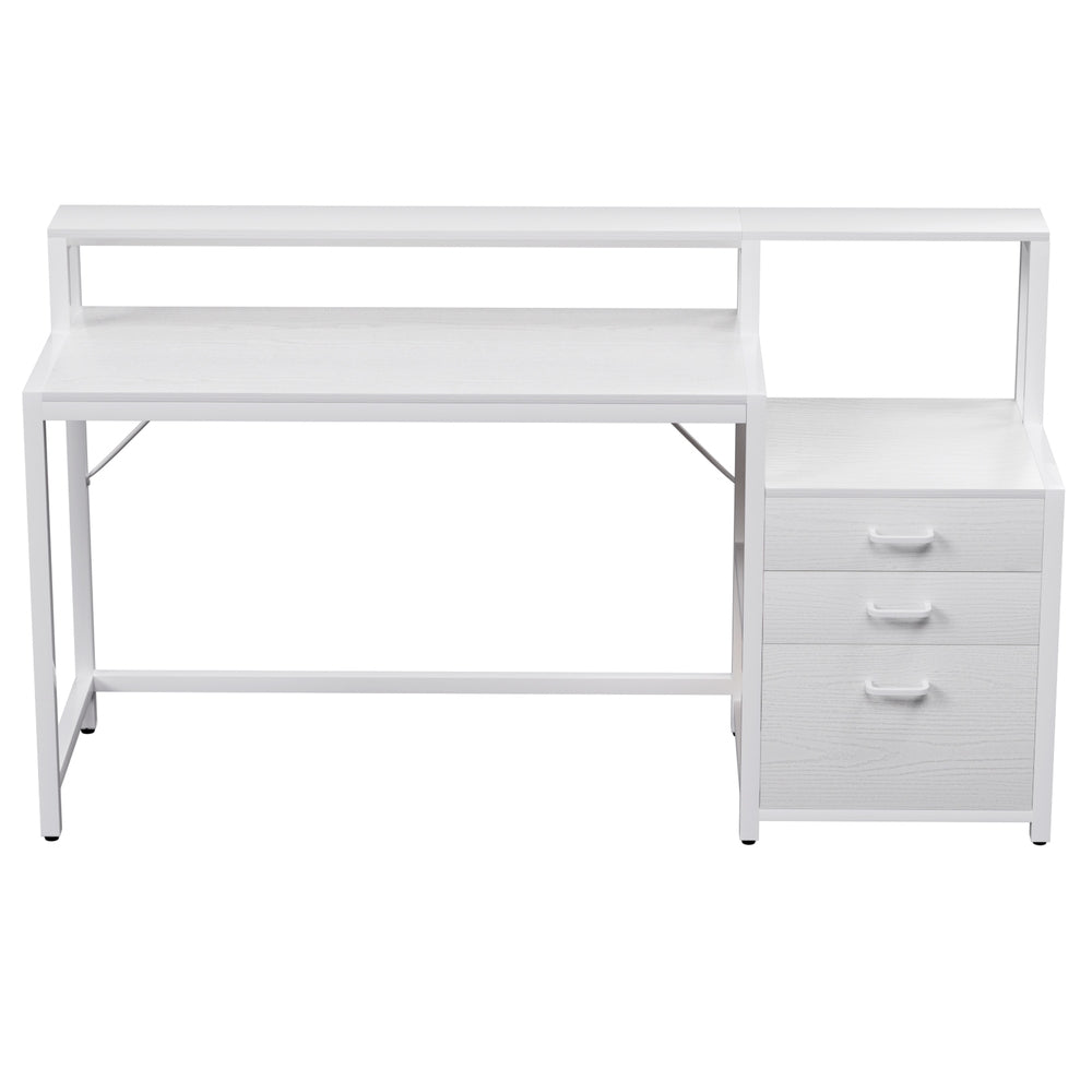 Computer Desk Home Office Study Table Desks w/Drawers Open Shelf White 160CM - Furniture > Office > Desks - Rivercity House & Home Co. (ABN 18 642 972 209) - Affordable Modern Furniture Australia