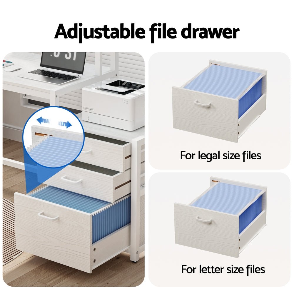 Computer Desk Home Office Study Table Desks w/Drawers Open Shelf White 160CM - Furniture > Office > Desks - Rivercity House & Home Co. (ABN 18 642 972 209) - Affordable Modern Furniture Australia