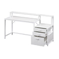 Computer Desk 160CM with Drawers, Open Shelf & Printer Space - White