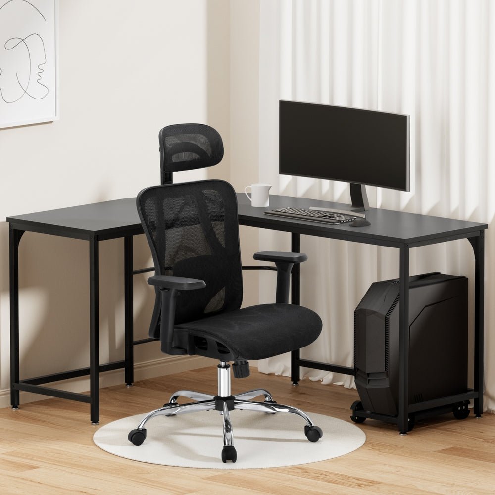 Computer Desk L - Shape Corner Desks Ergonomic Office Chair Mesh Chairs - Furniture > Office > Desks - Rivercity House & Home Co. (ABN 18 642 972 209) - Affordable Modern Furniture Australia