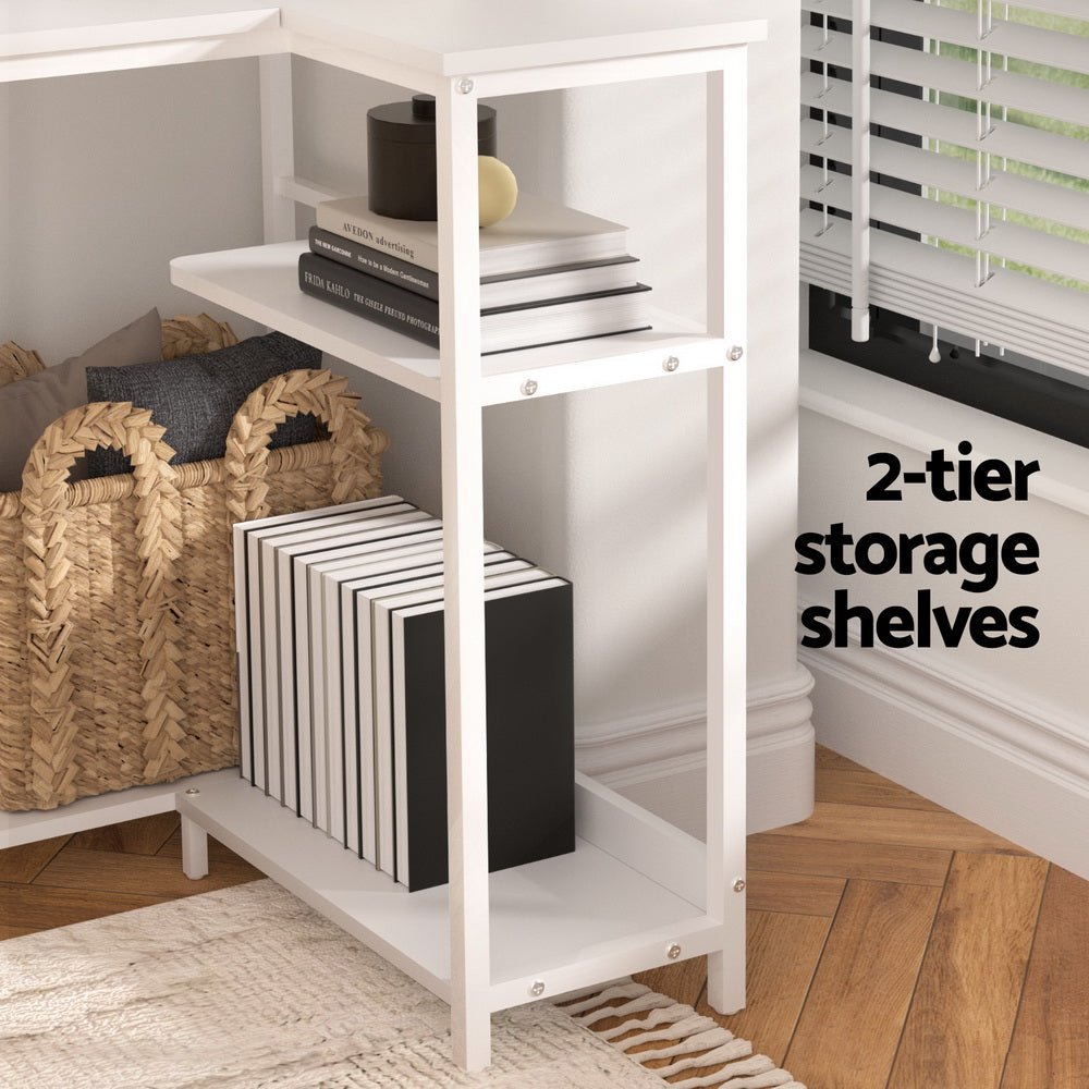 Computer Desk L - Shape Home Office Study Table Open Shelves White 100CM - Furniture > Office > Desks - Rivercity House & Home Co. (ABN 18 642 972 209) - Affordable Modern Furniture Australia