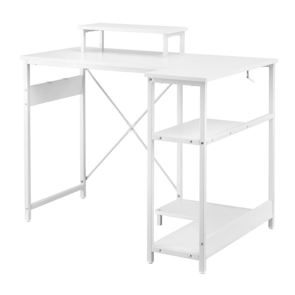 Computer Desk L - Shape Home Office Study Table Open Shelves White 100CM - Furniture > Office > Desks - Rivercity House & Home Co. (ABN 18 642 972 209) - Affordable Modern Furniture Australia