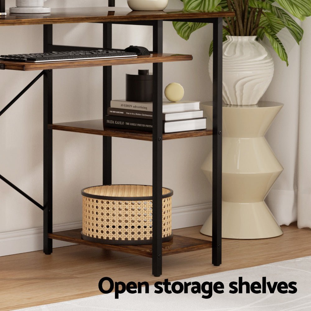 Computer Desk Laptop Desks Home Office Study Table Open Shelf Brown 120CM - Electronics > Computer Accessories > Laptop Stands - Rivercity House & Home Co. (ABN 18 642 972 209) - Affordable Modern Furniture Australia