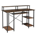 120cm Computer Desk with Open Shelf and Sliding Keyboard Tray - Brown