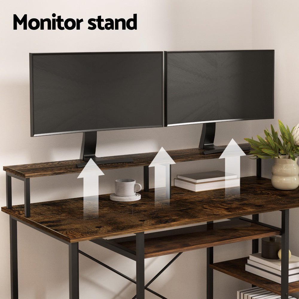 Computer Desk Laptop Desks Home Office Study Table Open Shelf Brown 120CM - Electronics > Computer Accessories > Laptop Stands - Rivercity House & Home Co. (ABN 18 642 972 209) - Affordable Modern Furniture Australia