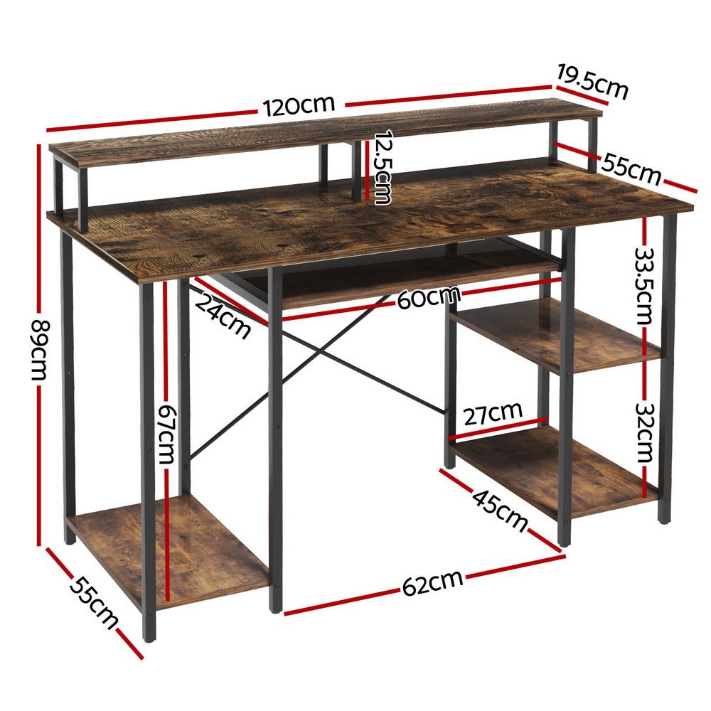 Computer Desk Laptop Desks Home Office Study Table Open Shelf Brown 120CM - Electronics > Computer Accessories > Laptop Stands - Rivercity House & Home Co. (ABN 18 642 972 209) - Affordable Modern Furniture Australia
