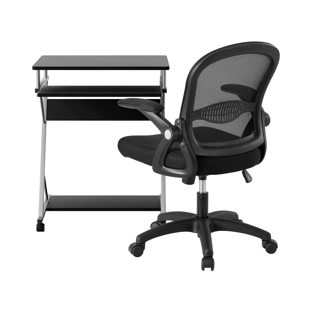 Computer Desk Mesh Office Chair Set Desks with Keyboard Shelf Try Black - Furniture > Office > Desks - Rivercity House & Home Co. (ABN 18 642 972 209) - Affordable Modern Furniture Australia