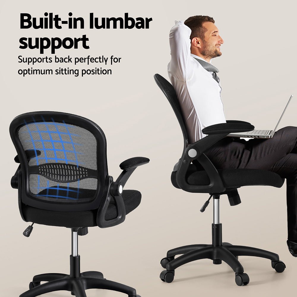 Computer Desk Mesh Office Chair Set Desks with Keyboard Shelf Try Black - Furniture > Office > Desks - Rivercity House & Home Co. (ABN 18 642 972 209) - Affordable Modern Furniture Australia