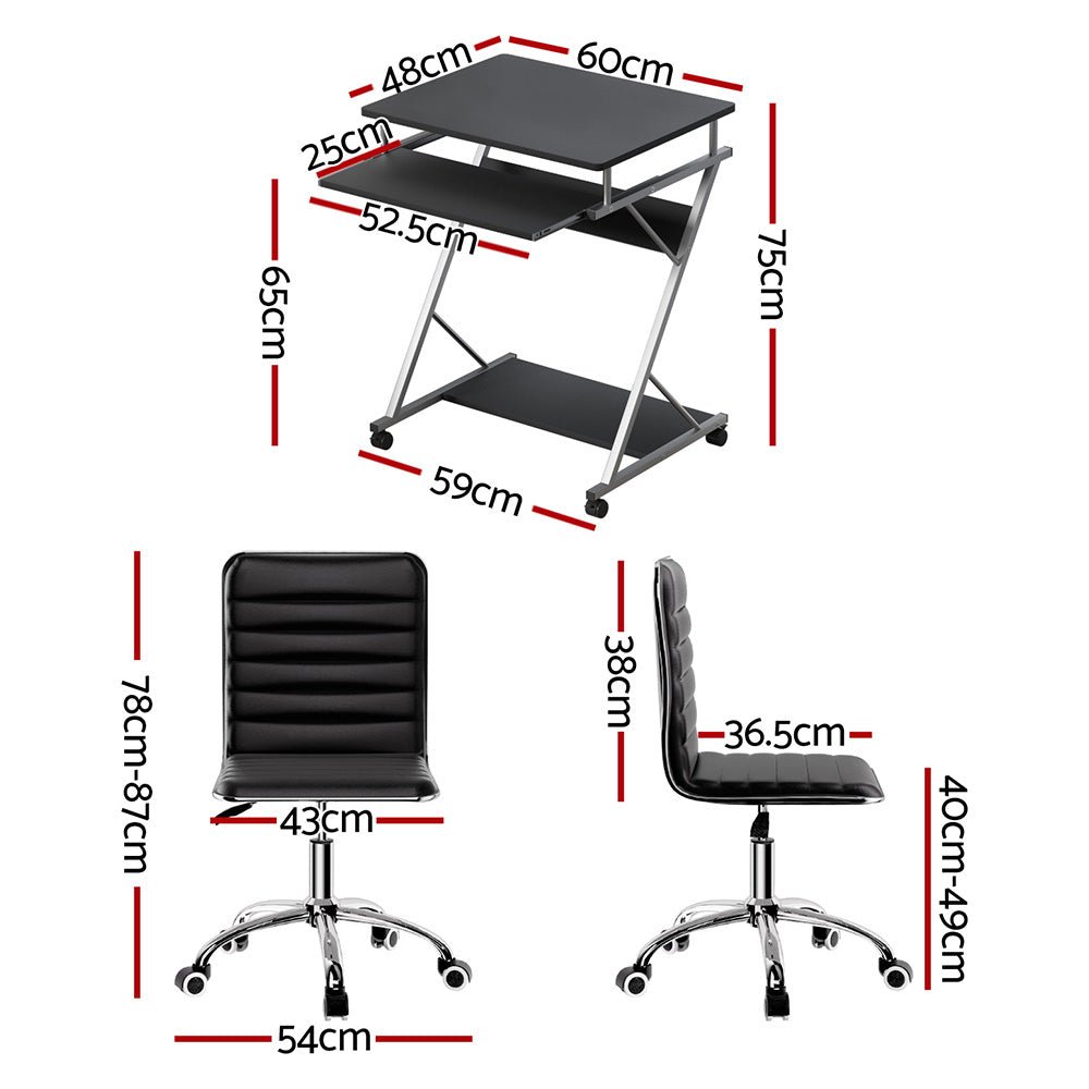 Computer Desk Office Chair Set Desks with Keyboard Shelf Try Black - Furniture > Office > Desks - Rivercity House & Home Co. (ABN 18 642 972 209) - Affordable Modern Furniture Australia