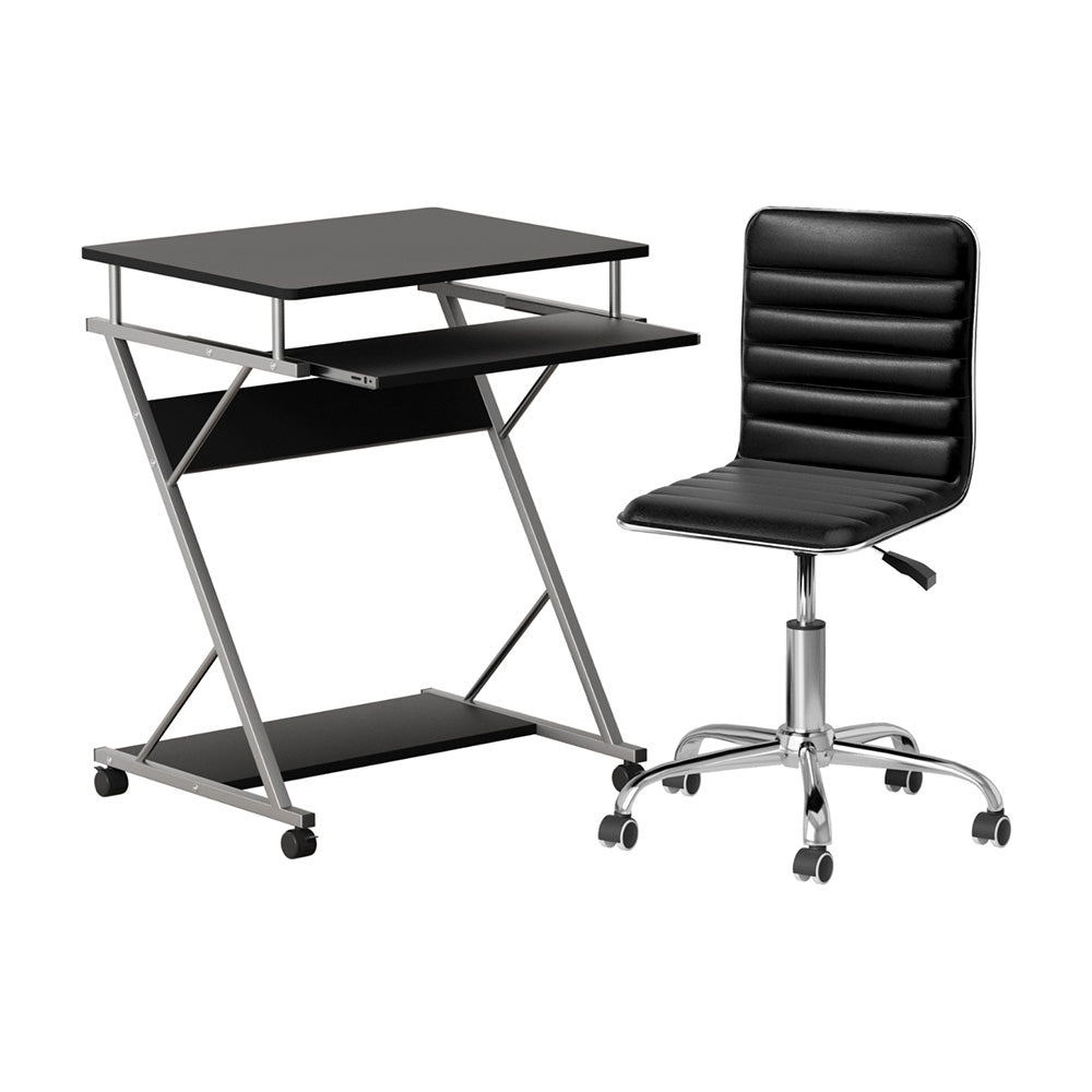 Computer Desk Office Chair Set Desks with Keyboard Shelf Try Black - Furniture > Office > Desks - Rivercity House & Home Co. (ABN 18 642 972 209) - Affordable Modern Furniture Australia