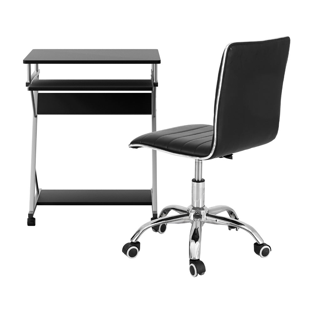 Computer Desk Office Chair Set Desks with Keyboard Shelf Try Black - Furniture > Office > Desks - Rivercity House & Home Co. (ABN 18 642 972 209) - Affordable Modern Furniture Australia