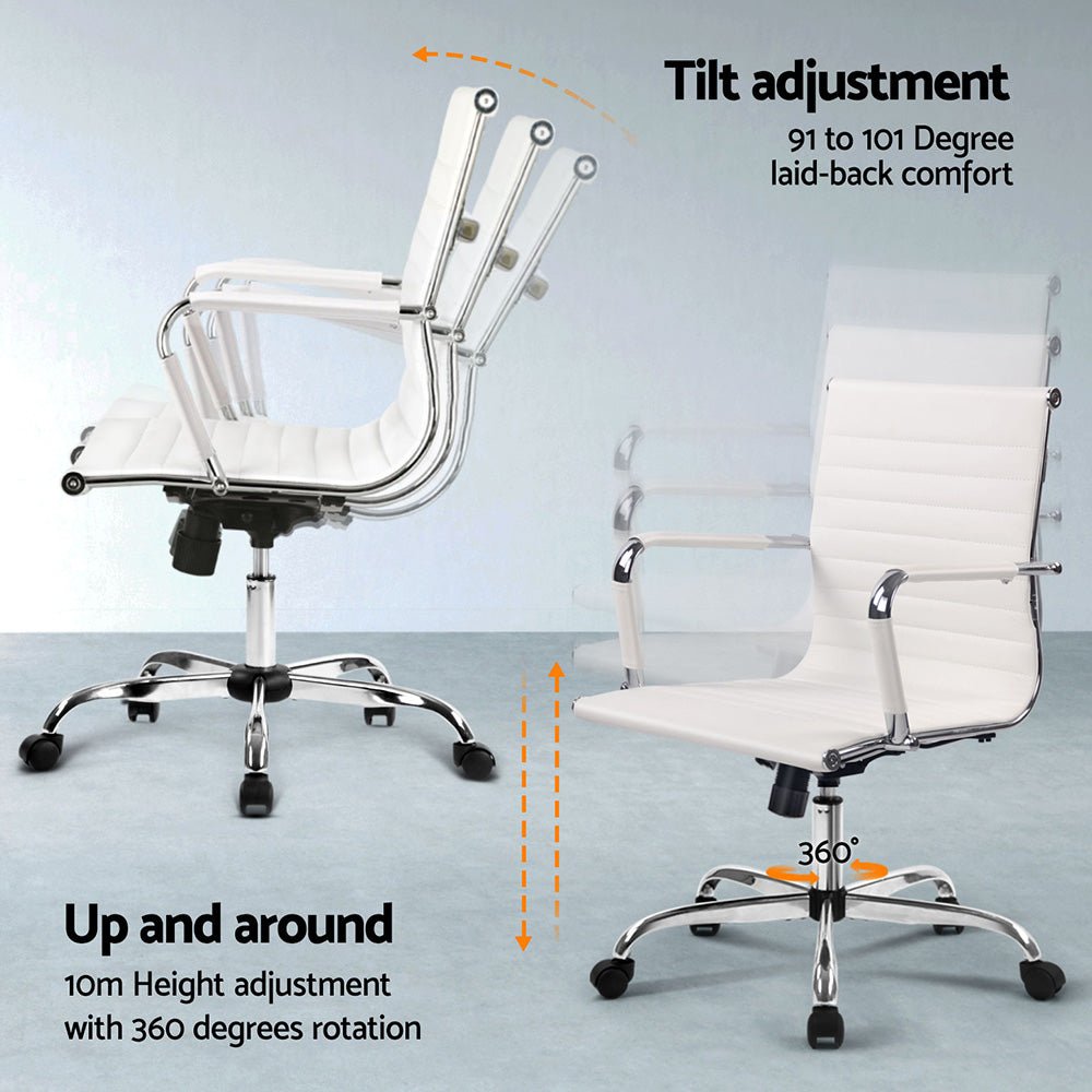 Computer Desk Office Chair Set PU Leather Wall Mount Foldable Table White - Furniture > Office > Desks - Rivercity House & Home Co. (ABN 18 642 972 209) - Affordable Modern Furniture Australia