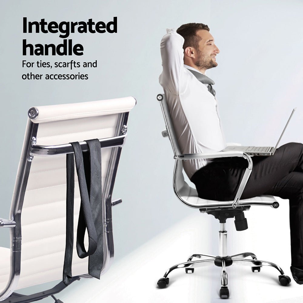 Computer Desk Office Chair Set PU Leather Wall Mount Foldable Table White - Furniture > Office > Desks - Rivercity House & Home Co. (ABN 18 642 972 209) - Affordable Modern Furniture Australia