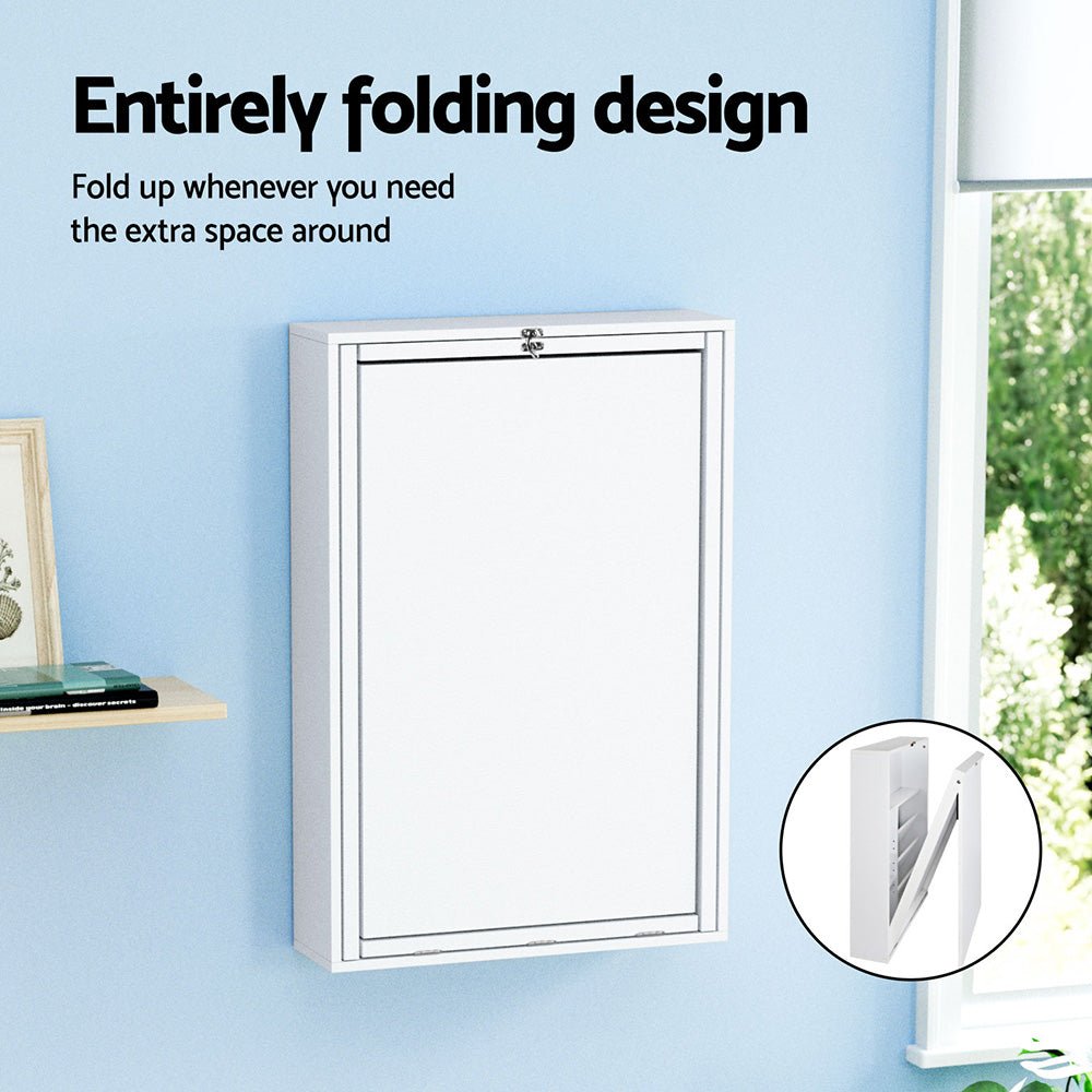 Computer Desk Office Chair Set PU Leather Wall Mount Foldable Table White - Furniture > Office > Desks - Rivercity House & Home Co. (ABN 18 642 972 209) - Affordable Modern Furniture Australia