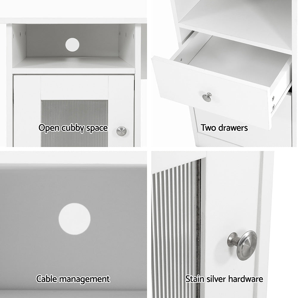 Computer Desk Shelf Cabinet L - Shape White 150CM - Furniture > Office > Desks - Rivercity House & Home Co. (ABN 18 642 972 209) - Affordable Modern Furniture Australia