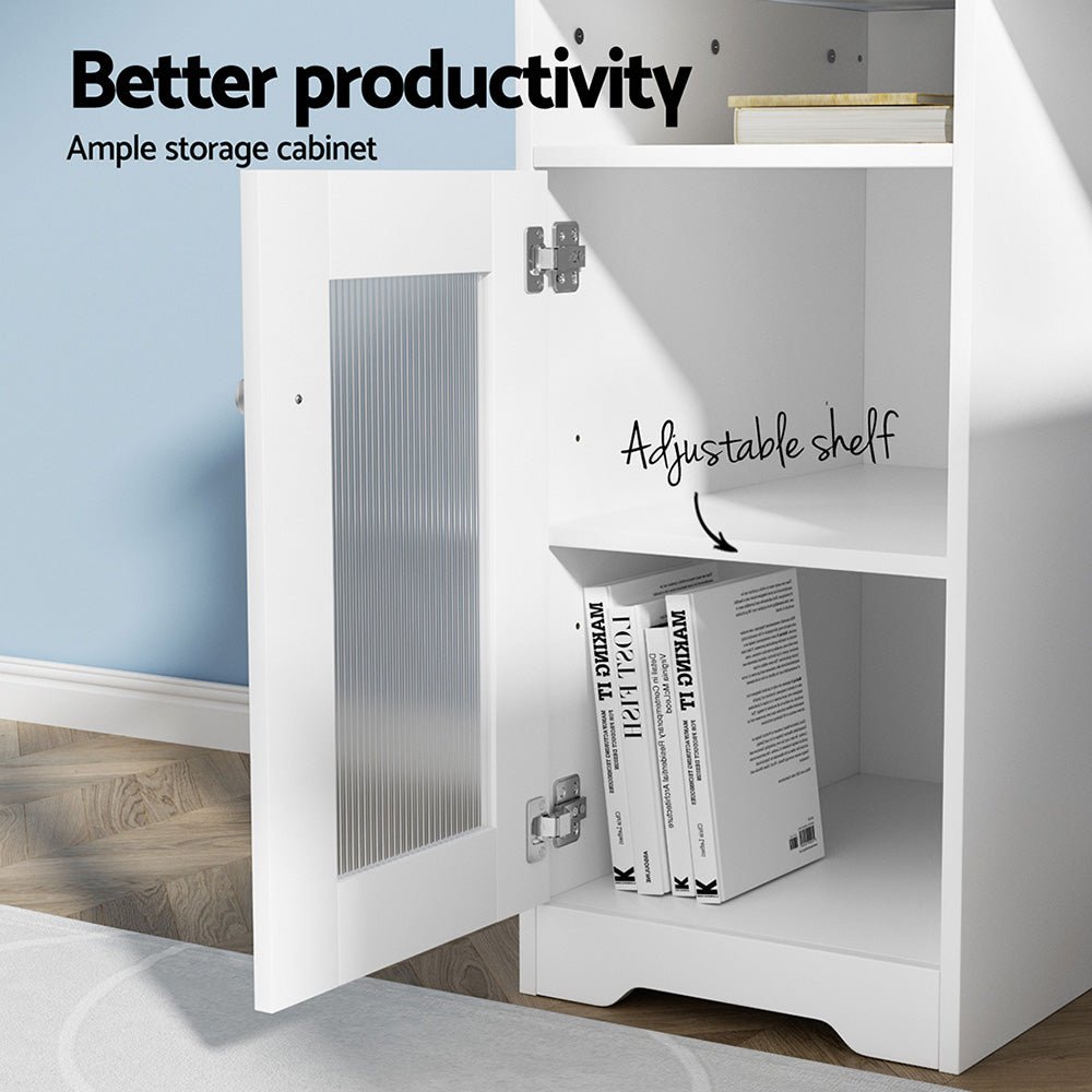Computer Desk Shelf Cabinet L - Shape White 150CM - Furniture > Office > Desks - Rivercity House & Home Co. (ABN 18 642 972 209) - Affordable Modern Furniture Australia