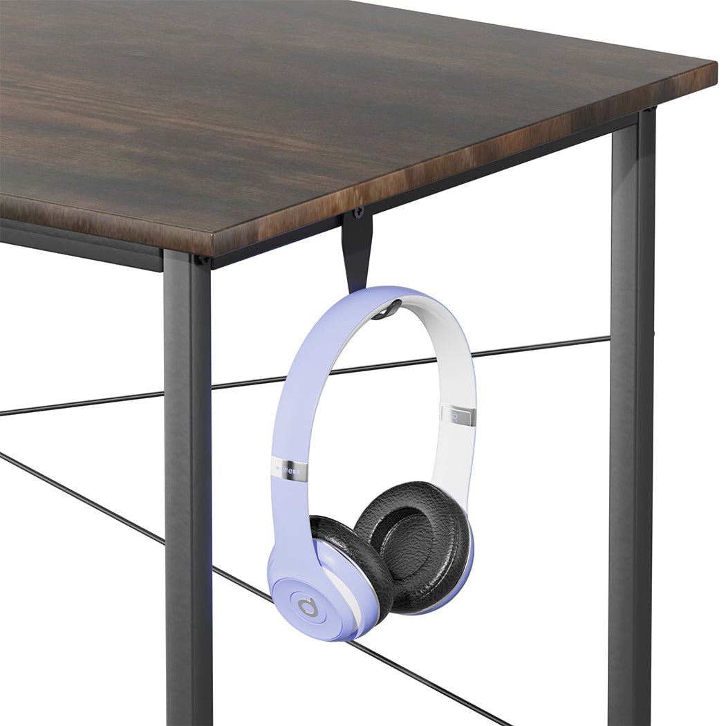 Computer Desk Study Table 100cm with Storage Hook - Brown - Rivercity House & Home Co. (ABN 18 642 972 209) - Affordable Modern Furniture Australia