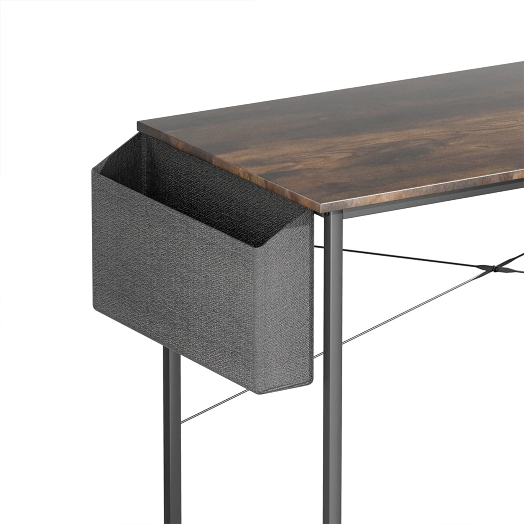 Computer Desk Study Table 100cm with Storage Hook - Brown - Rivercity House & Home Co. (ABN 18 642 972 209) - Affordable Modern Furniture Australia