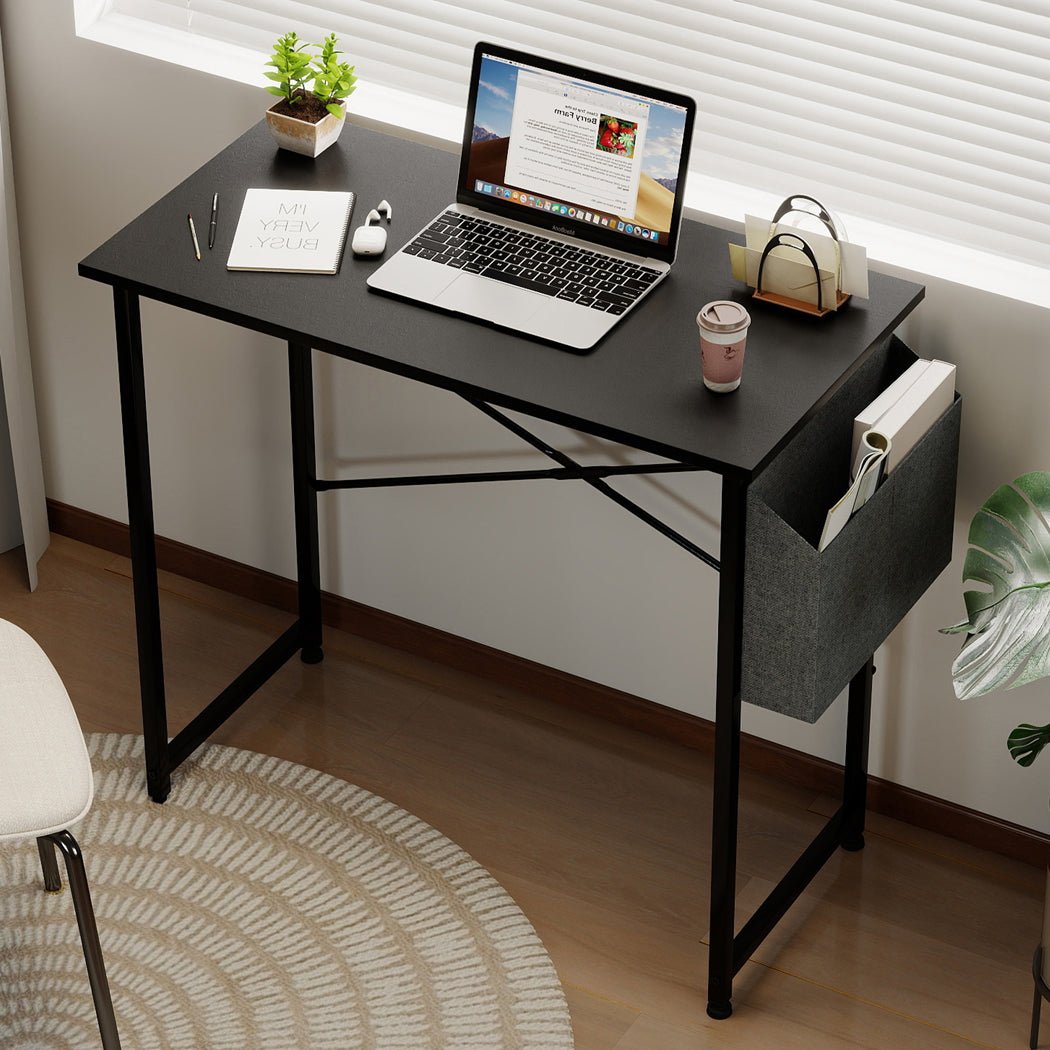 Computer Desk Study Table with Storage Bag 80cm - Black - Rivercity House & Home Co. (ABN 18 642 972 209) - Affordable Modern Furniture Australia