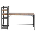Computer Desk with 4-Tier Storage Shelf 160cm Corner Table - Dark Brown