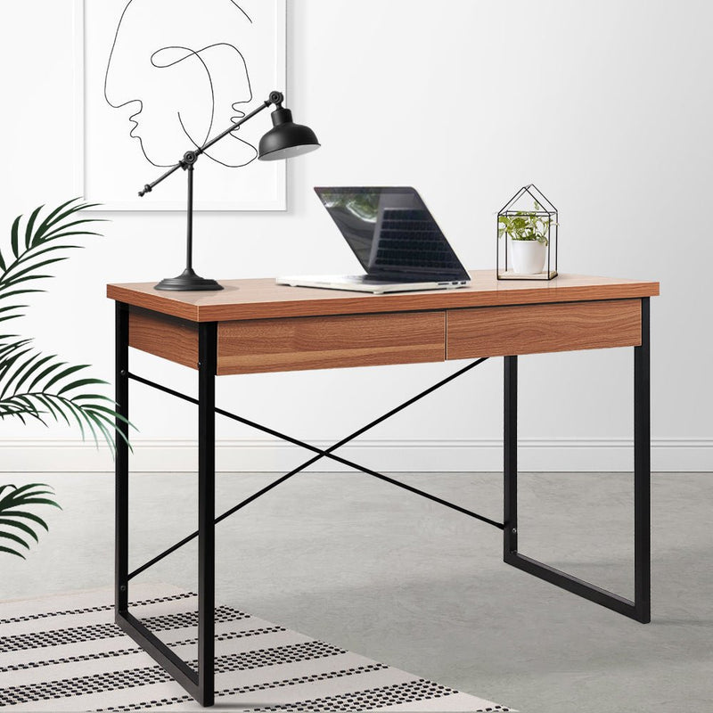 Computer Desk with Drawers (Walnut) - Rivercity House & Home Co. (ABN 18 642 972 209) - Affordable Modern Furniture Australia