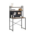 Computer Desk with Hutch Shelves and Pegboard Rustic Steel - Brown